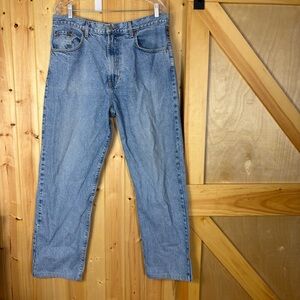 VTG Lucky Brand Mens Dungarees Blue Jeans W 38 #93 Tight Fit Long Length Zip Fly